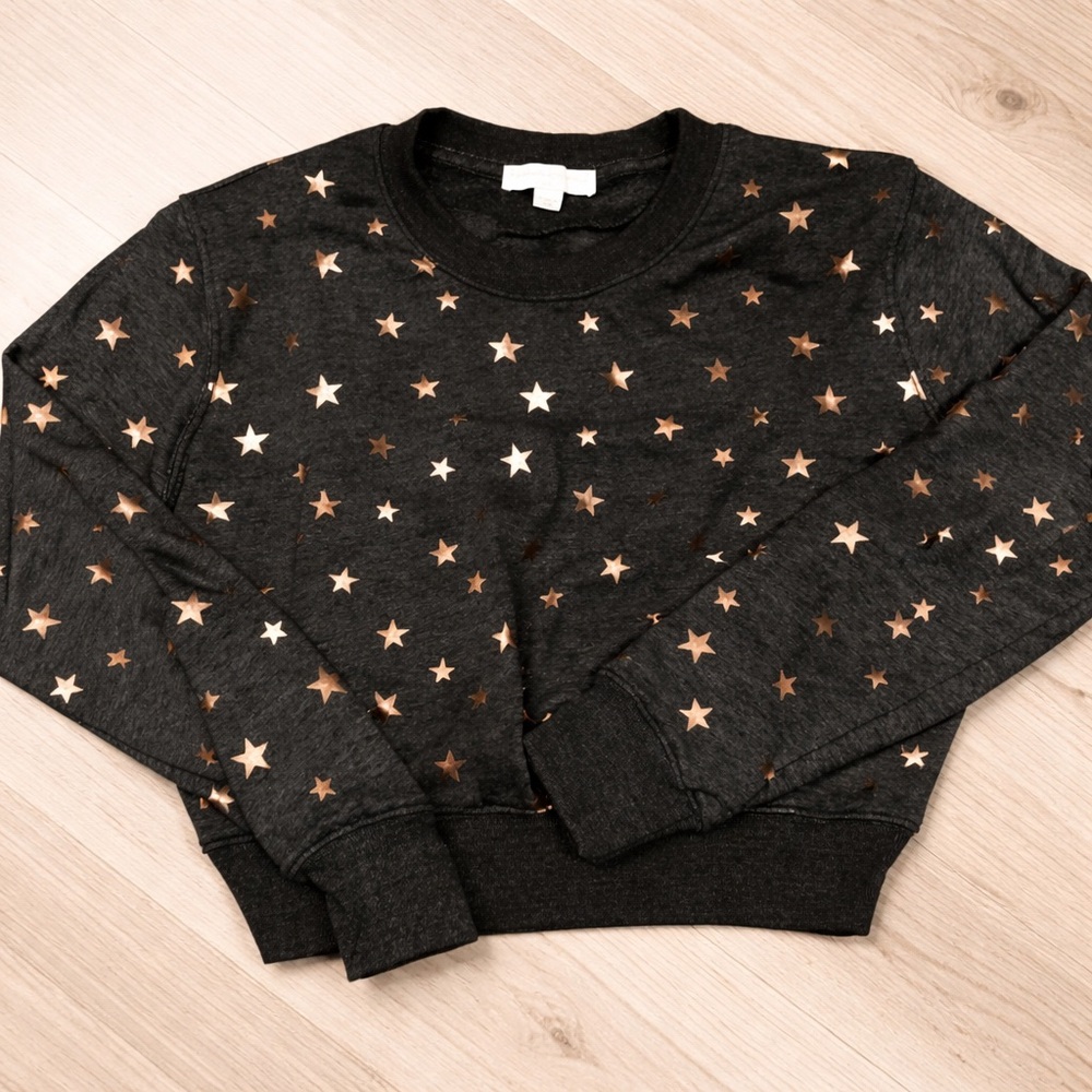 Star Patterned Black Sweatshirt spiritual gangster 
Size small